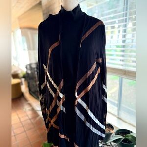 Stylish Black Cardigan with Geometric Stripes by Charter Club